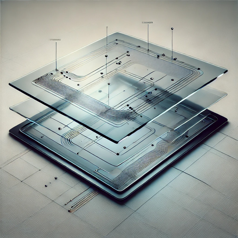 touch display shown in layers