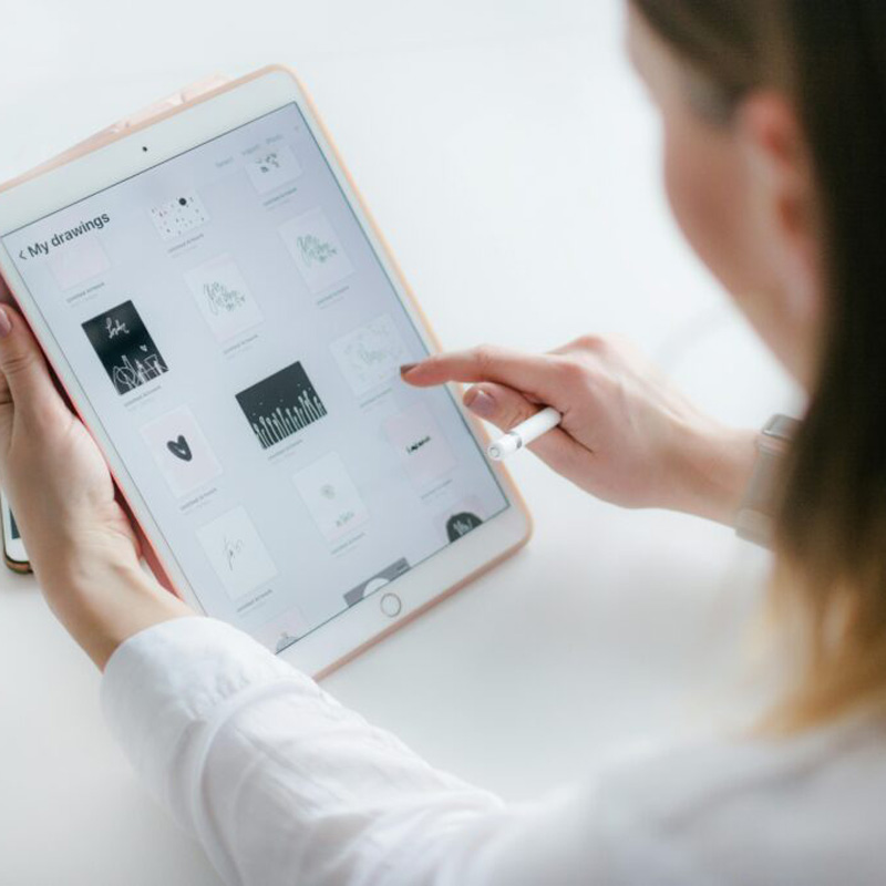 someone using a tablet