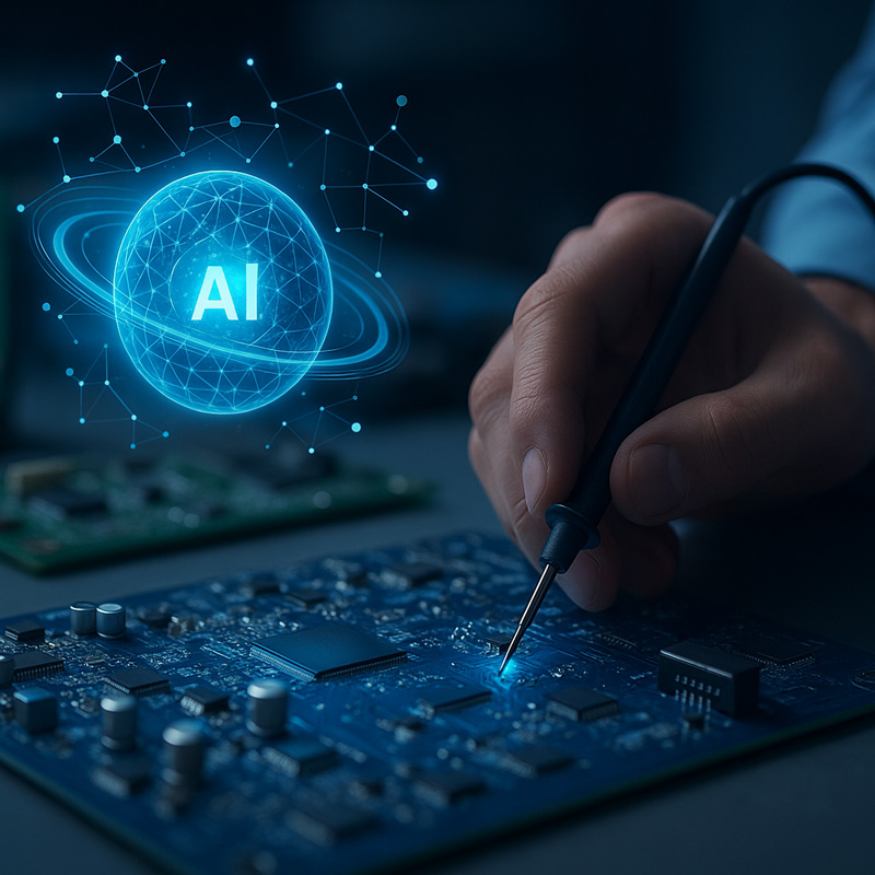 AI logo and circuit boards